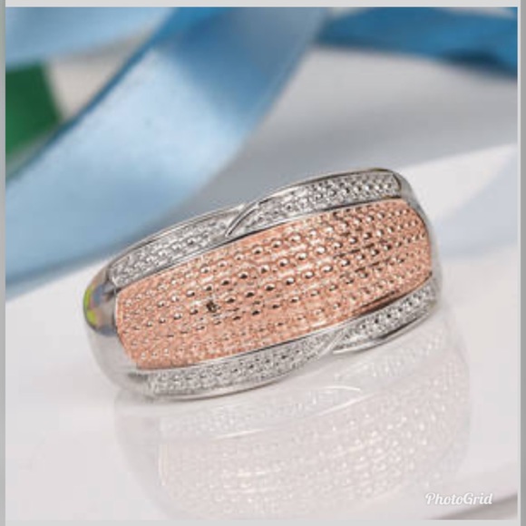 Champagne Dia Accent Ring in ION Plated 18K RG - Picture 2 of 9